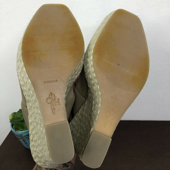 Cole Haan Air Heath Wedge Lace Up Slingback Leather Textile Open Toe Sandal 6B - Picture 7 of 9